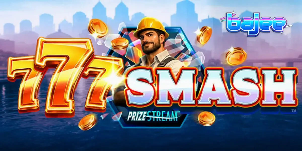 777 Smash স্লট গেমের ধ্বংসাত্মক র্যাকিং বল এবং নির্মাণাধীন সাইটের দৃশ্য।